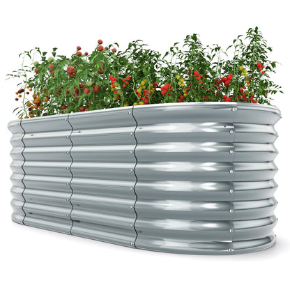 5 x 3 x 2 Feet Metal Oval Raised Garden Bed with Open Bottom Design, Gray Raised Garden Beds at Gallery Canada