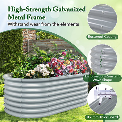 5 x 3 x 2 Feet Metal Oval Raised Garden Bed with Open Bottom Design, Gray Raised Garden Beds at Gallery Canada