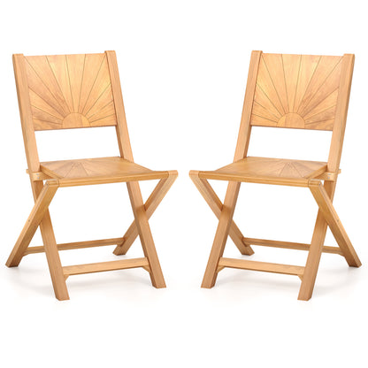 2 Pieces Folding Patio Chairs with Inclined Backrest Patio Dining Chairs Natural at Gallery Canada