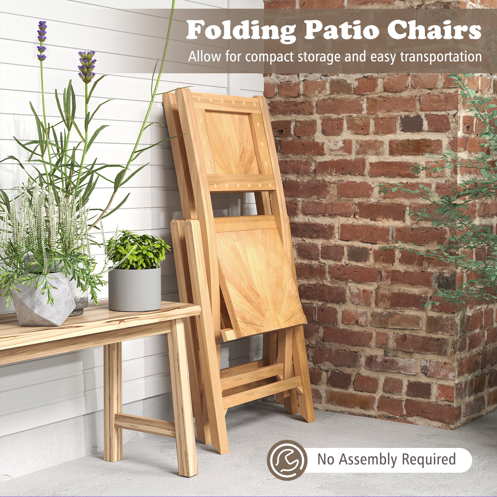 2 Pieces Folding Patio Chairs with Inclined Backrest Patio Dining Chairs at Gallery Canada