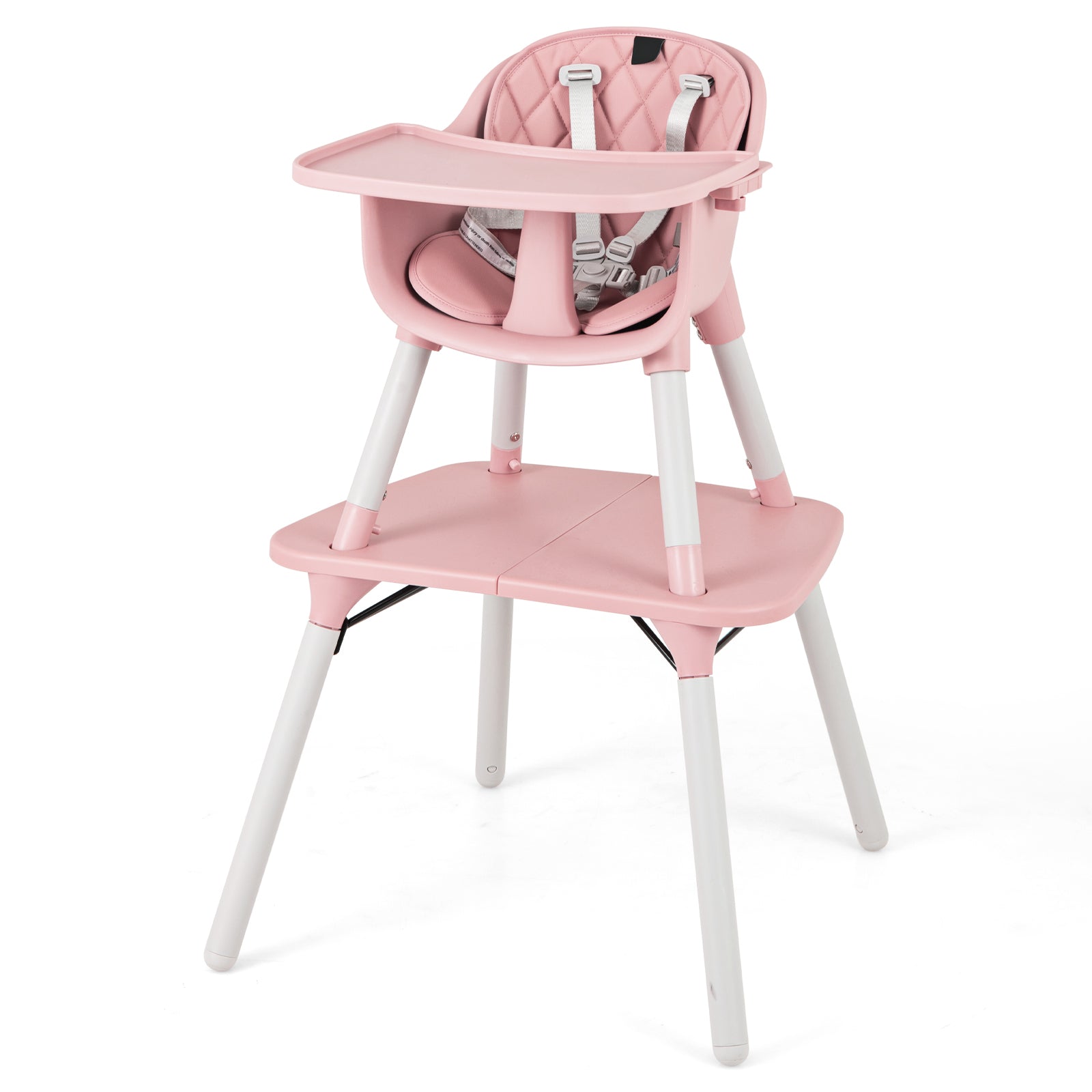 4-in-1 Baby Convertible Toddler Table Chair Set with PU Cushion, Pink High Chairs Pink at Gallery Canada
