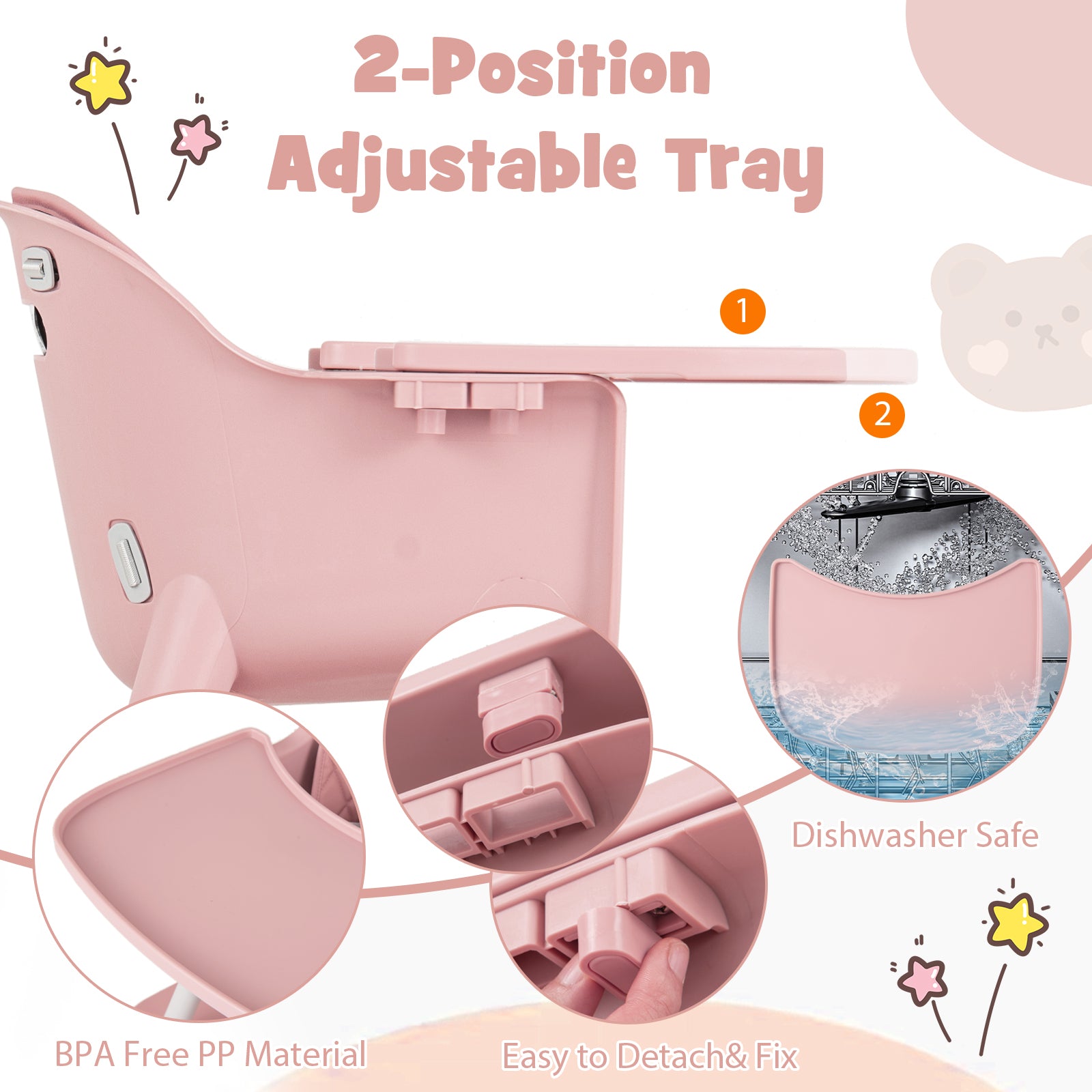 4-in-1 Baby Convertible Toddler Table Chair Set with PU Cushion, Pink High Chairs at Gallery Canada