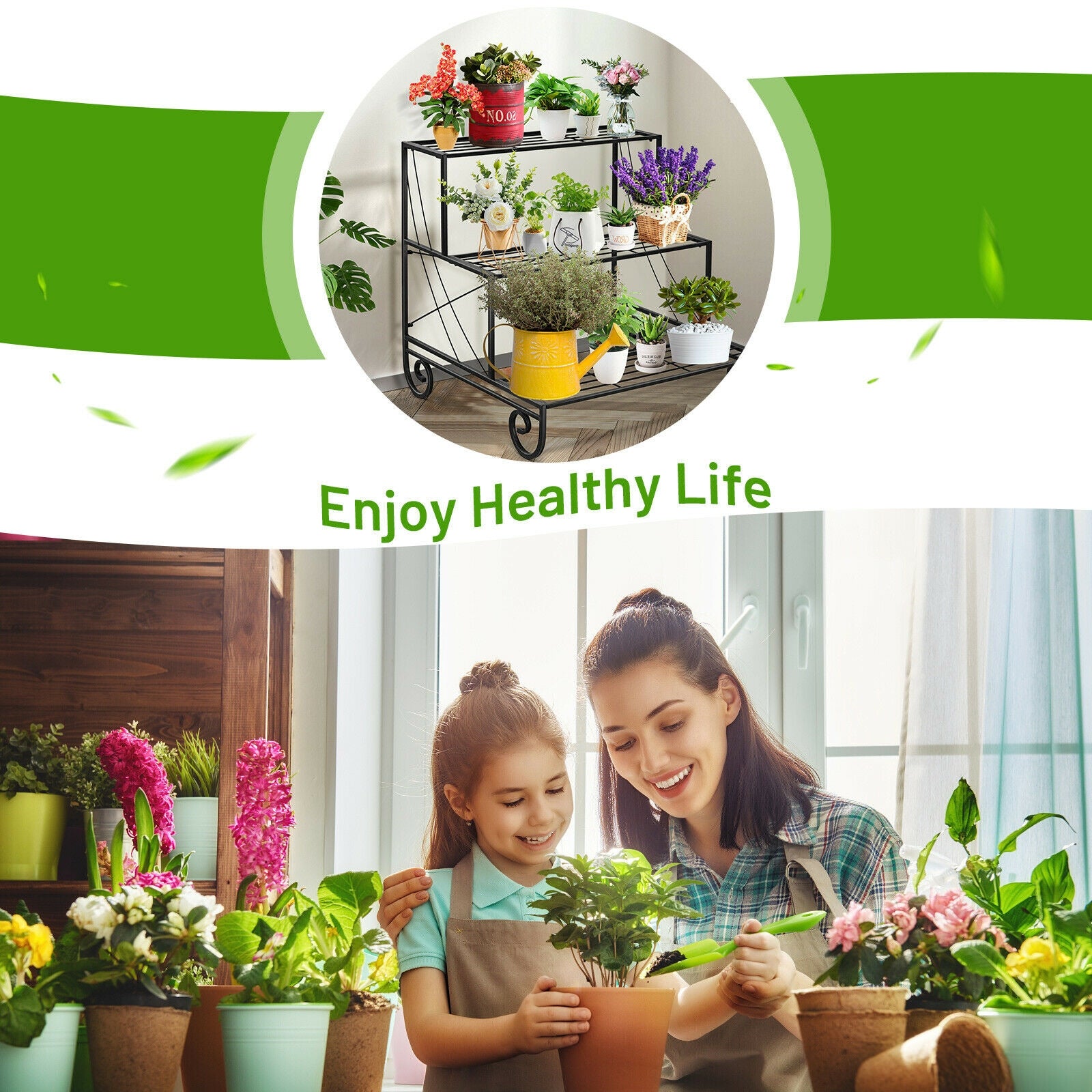 3 Tier Outdoor Metal Garden Planter Holder Shelf, Black Plant Stands at Gallery Canada