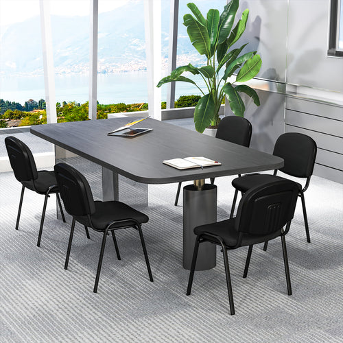 Office Chair with Metal Frame and Padded Cushions for Conference Room-Set of 5, Black