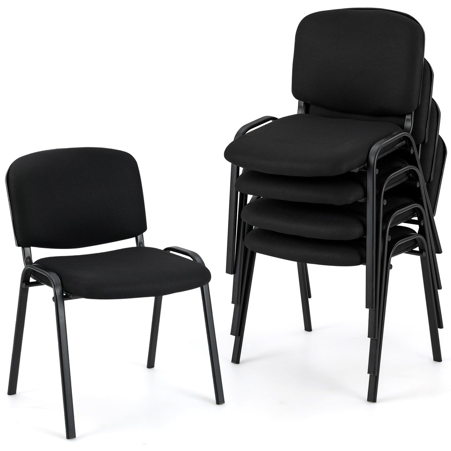 Office Chair, Metal Frame, Padded Cushions, Set Of 5, Black Conference Chairs Black at Gallery Canada