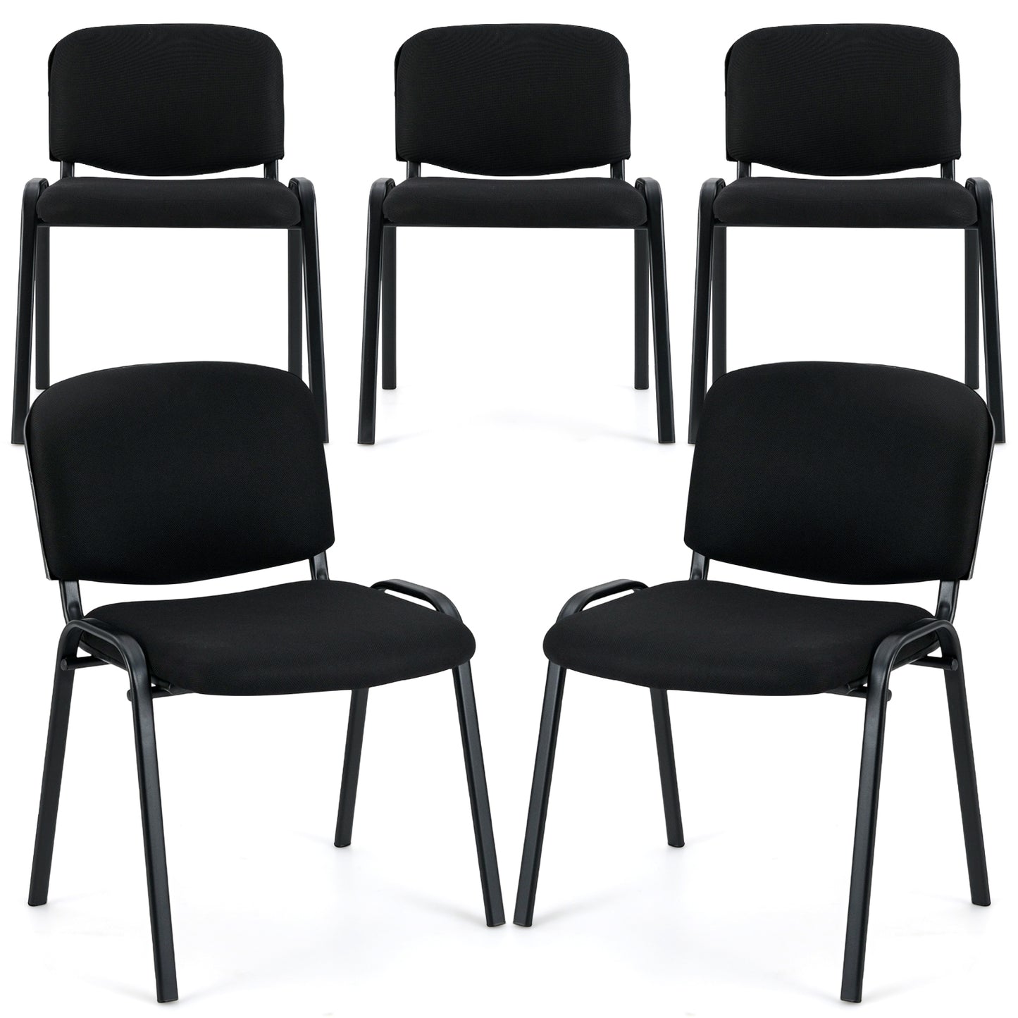 Office Chair with Metal Frame and Padded Cushions for Conference Room-Set of 5, Black Conference Chairs at Gallery Canada