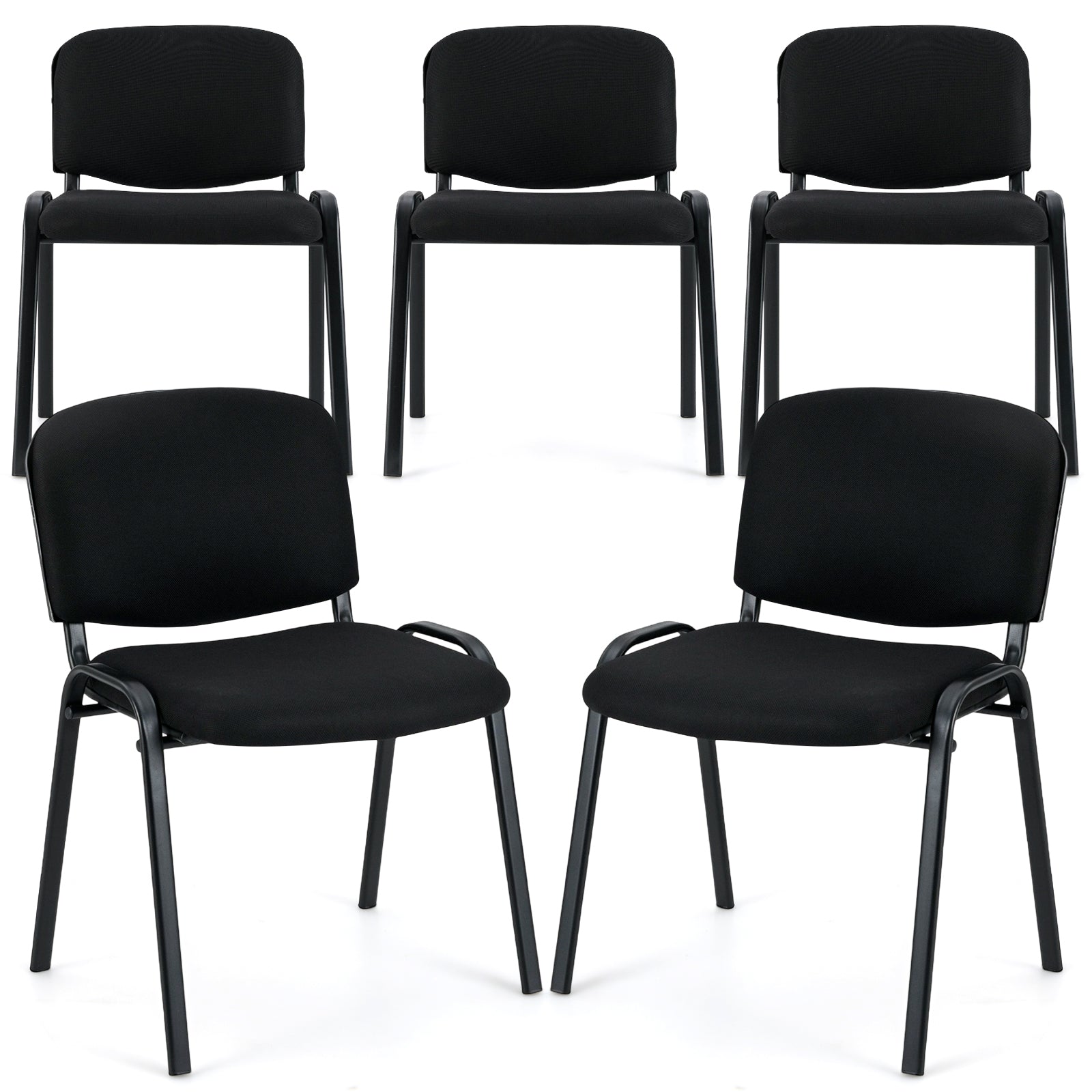 Office Chair with Metal Frame and Padded Cushions for Conference Room-Set of 5, Black Conference Chairs at Gallery Canada