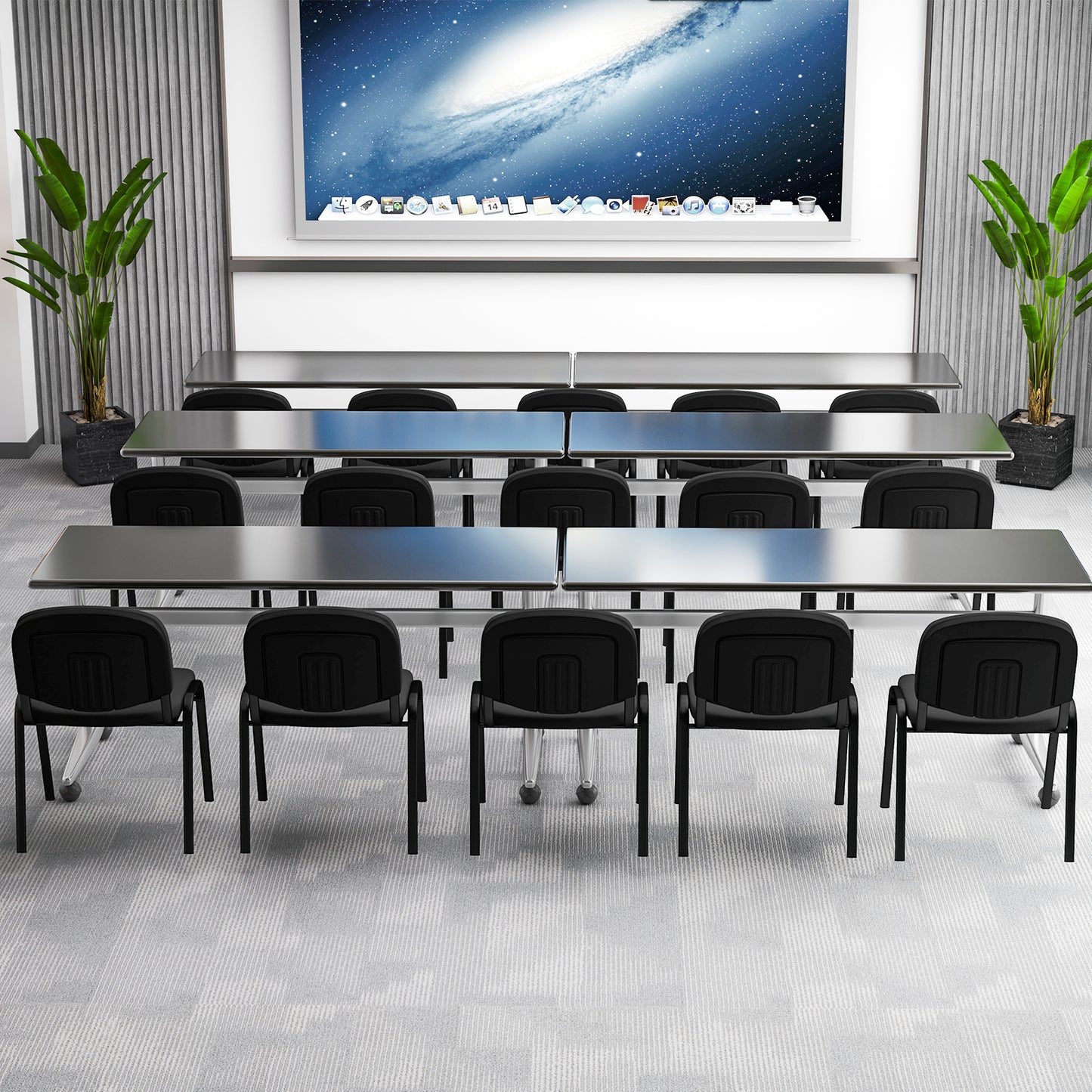 Office Chair with Metal Frame and Padded Cushions for Conference Room-Set of 5, Black Conference Chairs at Gallery Canada