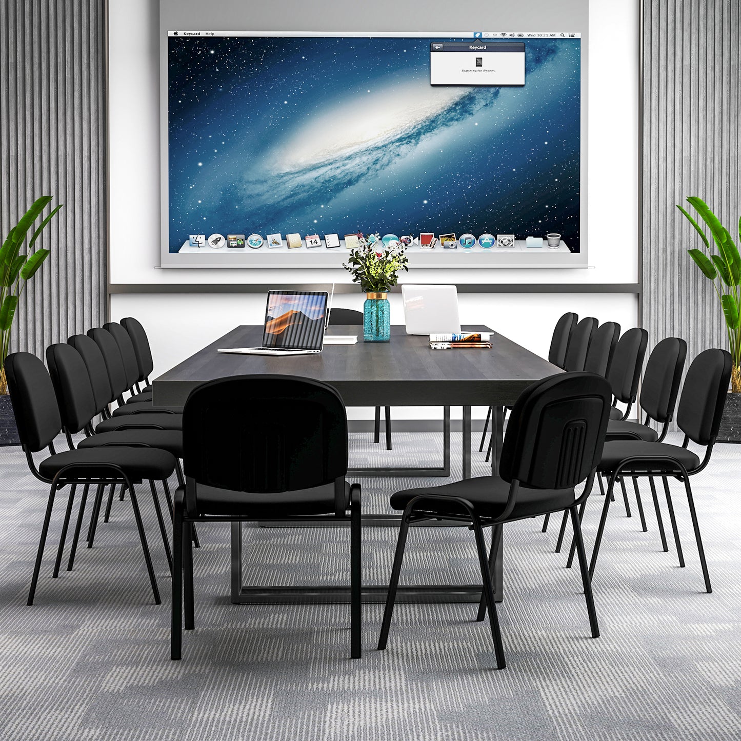 Office Chair with Metal Frame and Padded Cushions for Conference Room-Set of 5, Black Conference Chairs at Gallery Canada