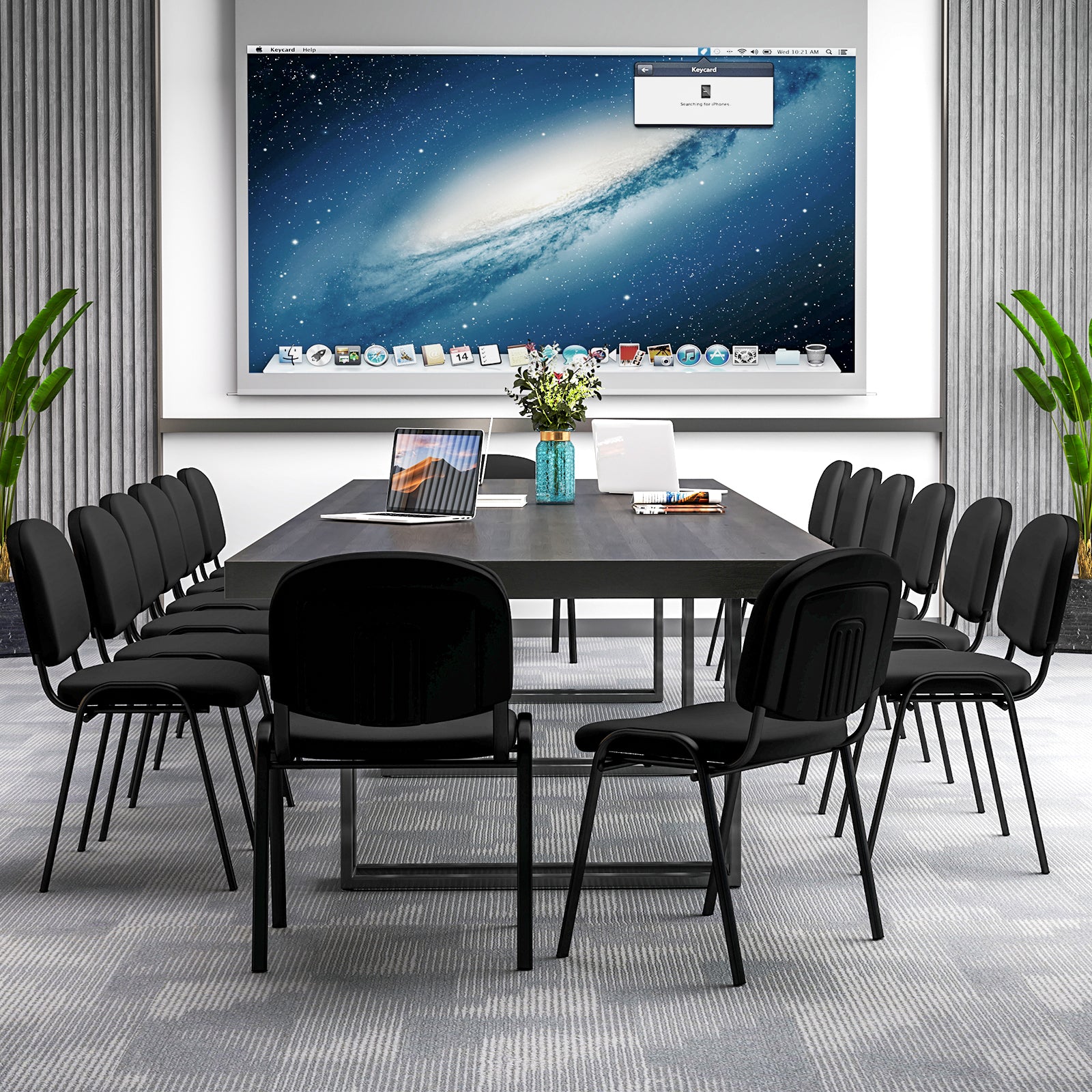 Office Chair with Metal Frame and Padded Cushions for Conference Room-Set of 5, Black Conference Chairs at Gallery Canada