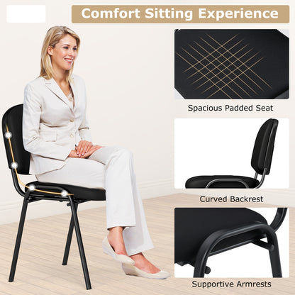 Office Chair with Metal Frame and Padded Cushions for Conference Room-Set of 5, Black Conference Chairs at Gallery Canada
