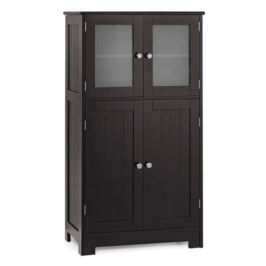 Bathroom Floor Storage Locker Kitchen Cabinet with Doors and Adjustable Shelf, Brown Floor Cabinets Brown at Gallery Canada
