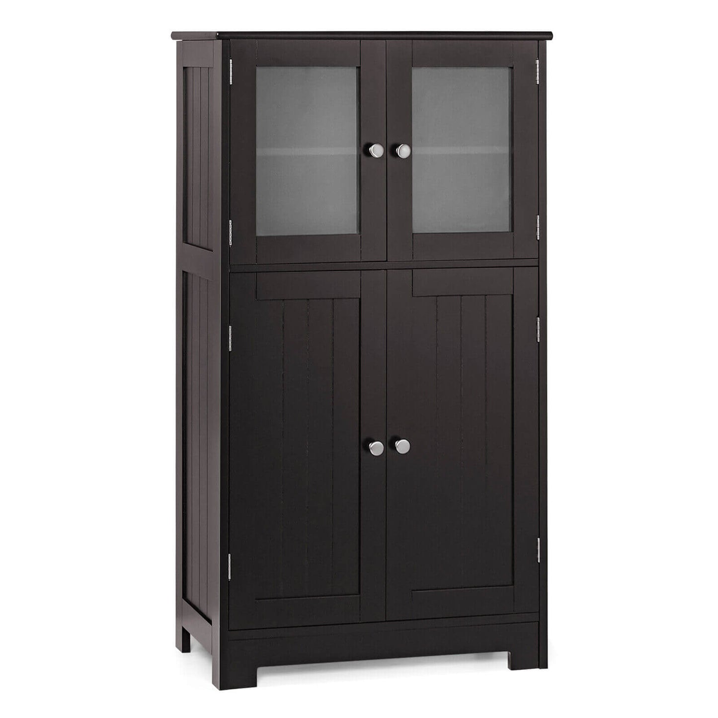 Bathroom Floor Storage Locker Kitchen Cabinet with Doors and Adjustable Shelf, Brown Floor Cabinets at Gallery Canada
