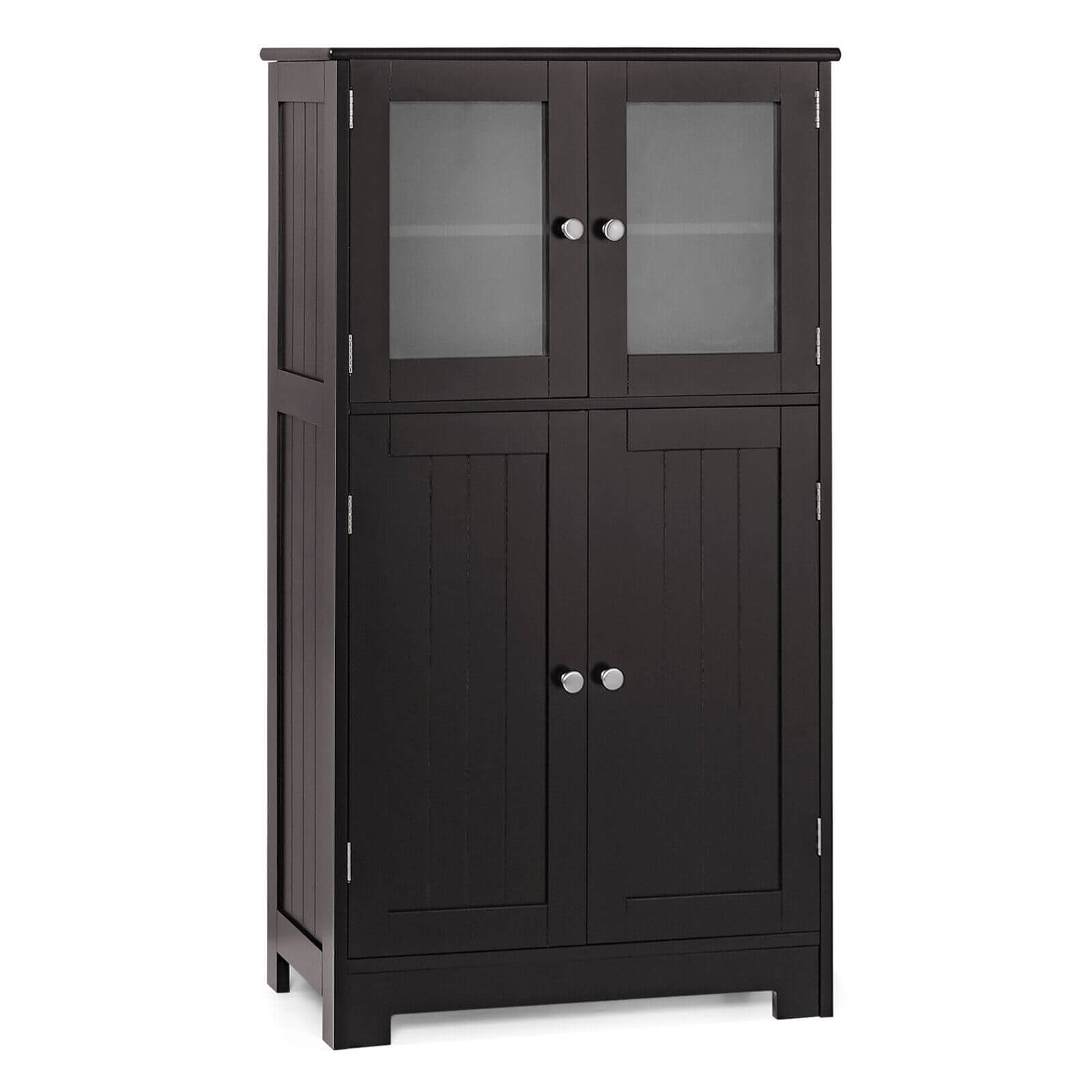 Bathroom Floor Storage Locker Kitchen Cabinet with Doors and Adjustable Shelf, Brown Floor Cabinets at Gallery Canada