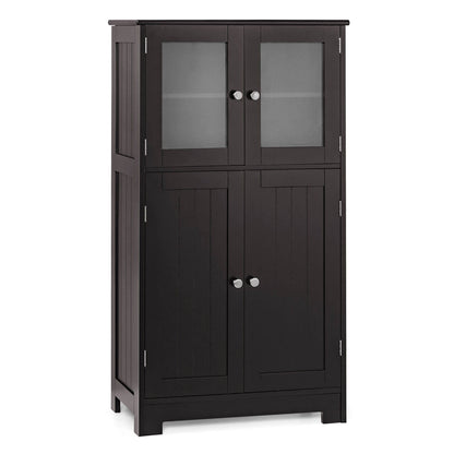 Bathroom Floor Storage Locker Kitchen Cabinet with Doors and Adjustable Shelf, Brown Floor Cabinets at Gallery Canada