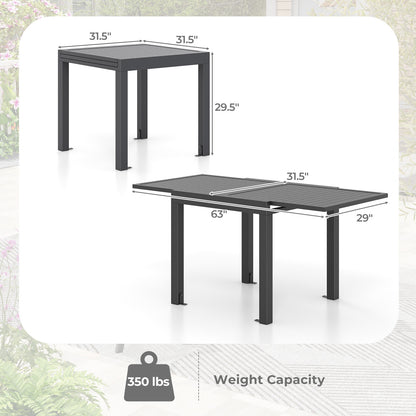 Expandable Patio Dining Table for 4-6 People-Grey, Gray Patio Tables at Gallery Canada