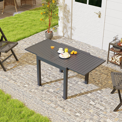 Expandable Patio Dining Table for 4-6 People-Grey, Gray Patio Tables at Gallery Canada