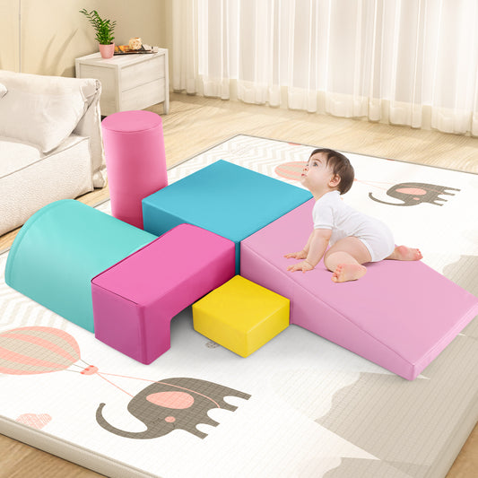 6 Pieces Foam Climbing Blocks Indoor Climb and Crawl Activity Playset with Rectangles, Pink Climbers & Slides Pink at Gallery Canada