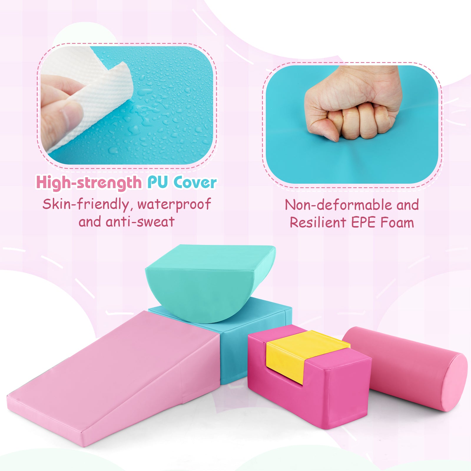 6 Pieces Foam Climbing Blocks Indoor Climb and Crawl Activity Playset with Rectangles, Pink Climbers & Slides at Gallery Canada