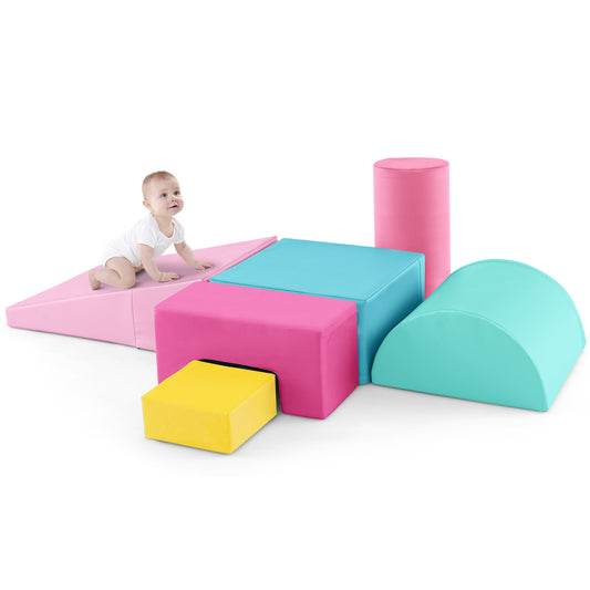 6 Pieces Foam Climbing Blocks Indoor Climb and Crawl Activity Playset with Rectangles, Pink Climbers & Slides Pink at Gallery Canada