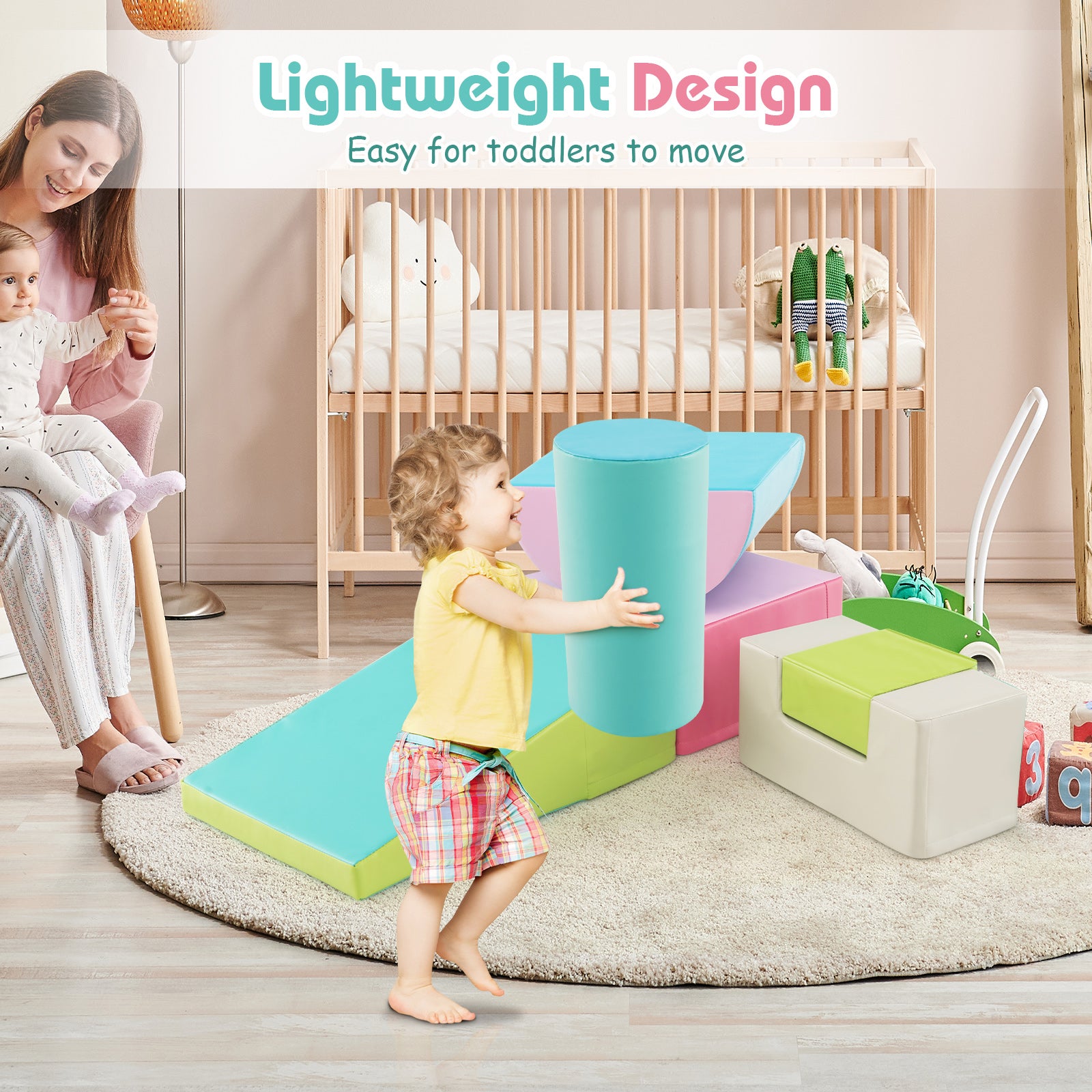 6 Pieces Foam Climbing Blocks Indoor Climb and Crawl Activity Playset with Rectangles, Green Climbers & Slides at Gallery Canada