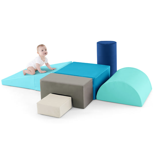 6 Pieces Foam Climbing Blocks, Indoor Climb Crawl Activity Playset, Navy Climbers & Slides Navy at Gallery Canada