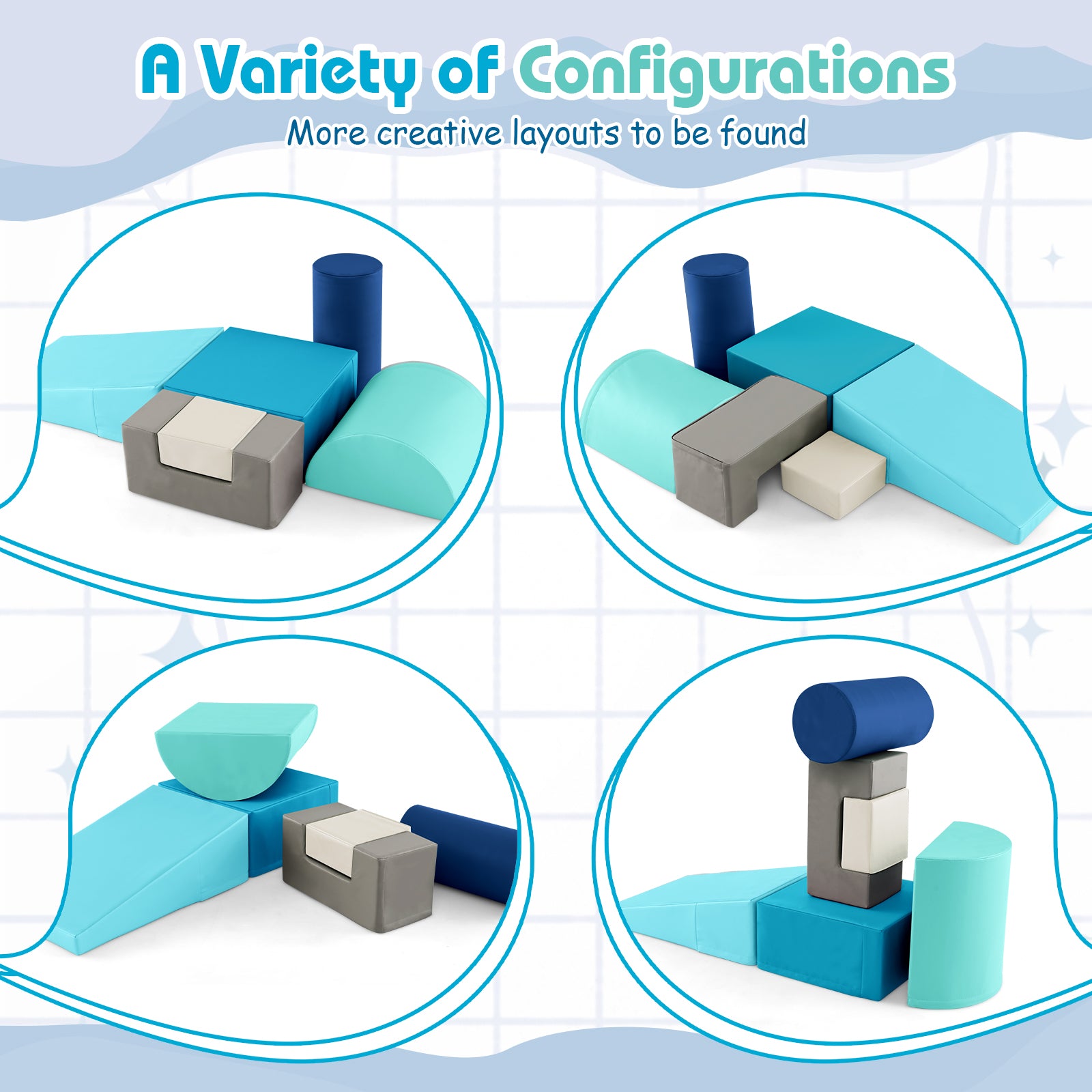 6 Pieces Foam Climbing Blocks Indoor Climb and Crawl Activity Playset with Rectangles, Navy Climbers & Slides at Gallery Canada