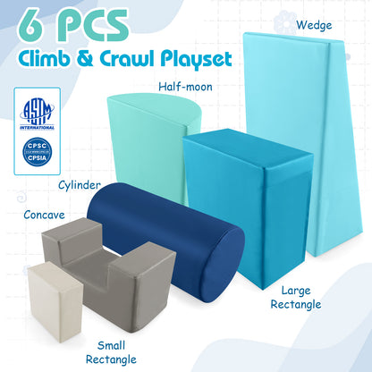 6 Pieces Foam Climbing Blocks Indoor Climb and Crawl Activity Playset with Rectangles, Navy Climbers & Slides at Gallery Canada
