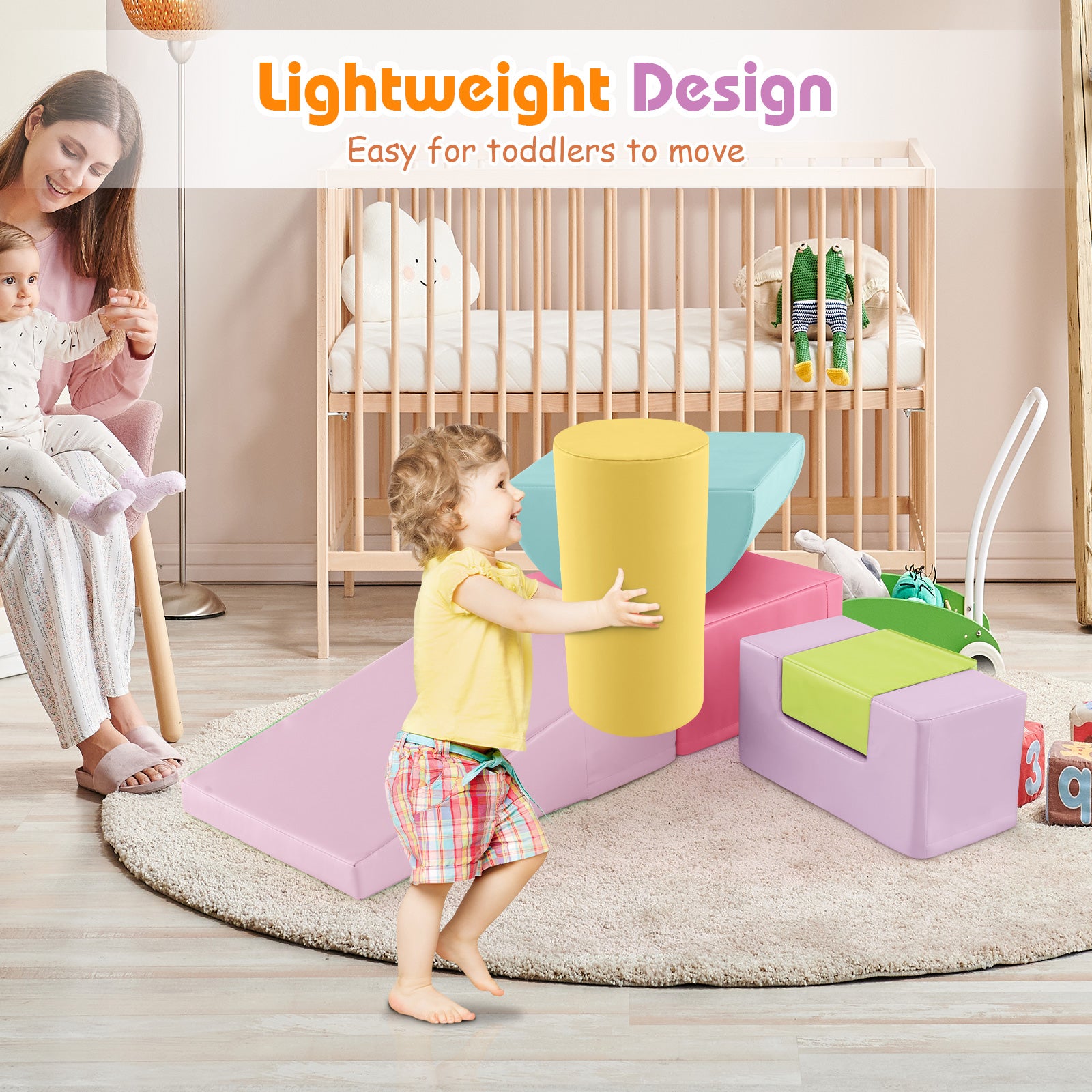 6 Pieces Foam Climbing Blocks Indoor Climb and Crawl Activity Playset with Rectangles, Macaron Multicolor Climbers & Slides at Gallery Canada