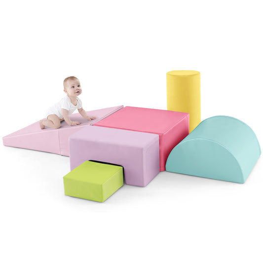 6 Pieces Foam Climbing Blocks, Indoor Playset, Macaron, Multicolor Climbers & Slides Macaron Multicolor at Gallery Canada