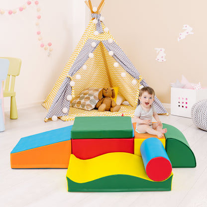7 Pieces Toddlers Climbing Toys with EPE Foam and Removable PU Leather, Multicolor Climbers & Slides at Gallery Canada