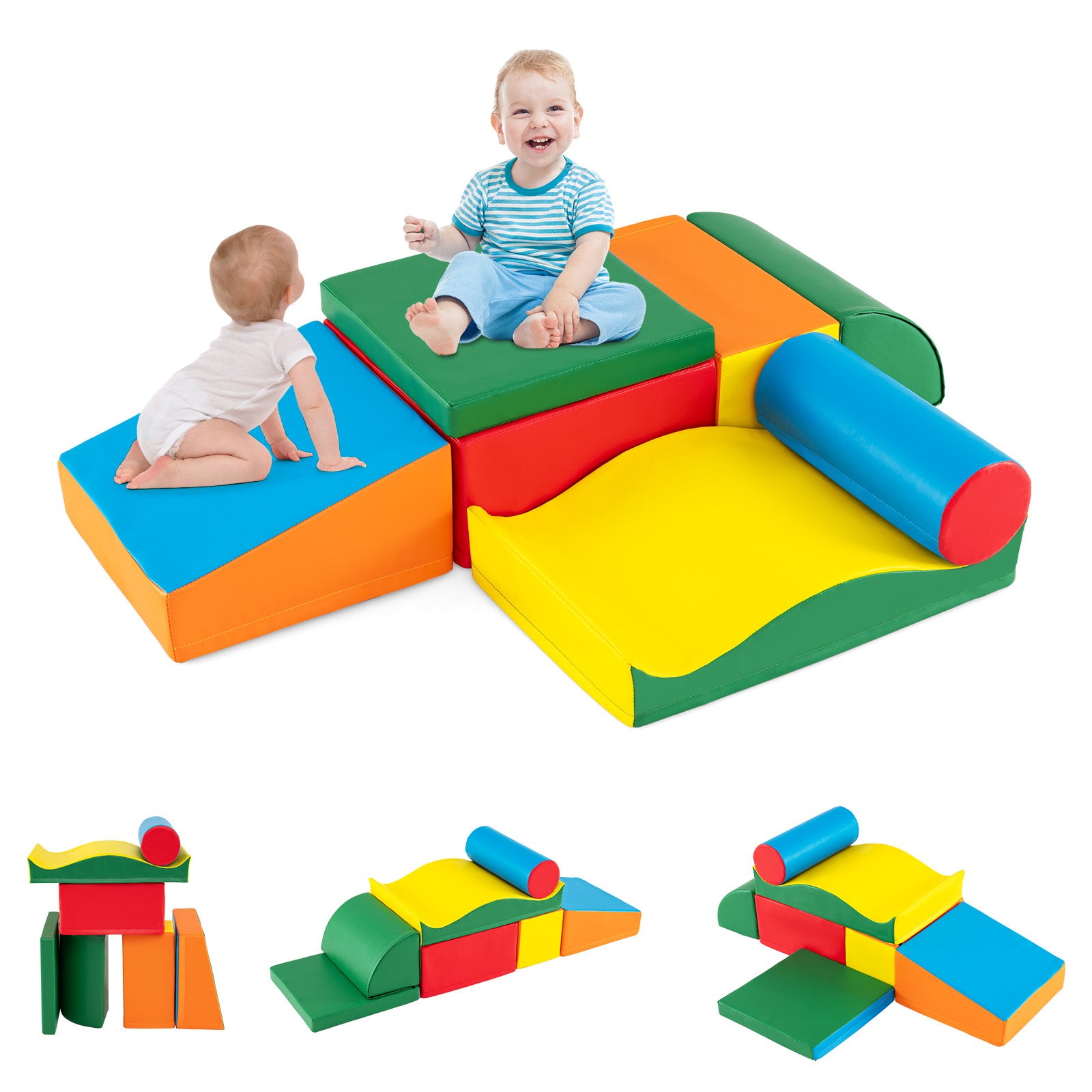 7 Pieces Toddlers Climbing Toys with EPE Foam and Removable PU Leather, Multicolor Climbers & Slides at Gallery Canada