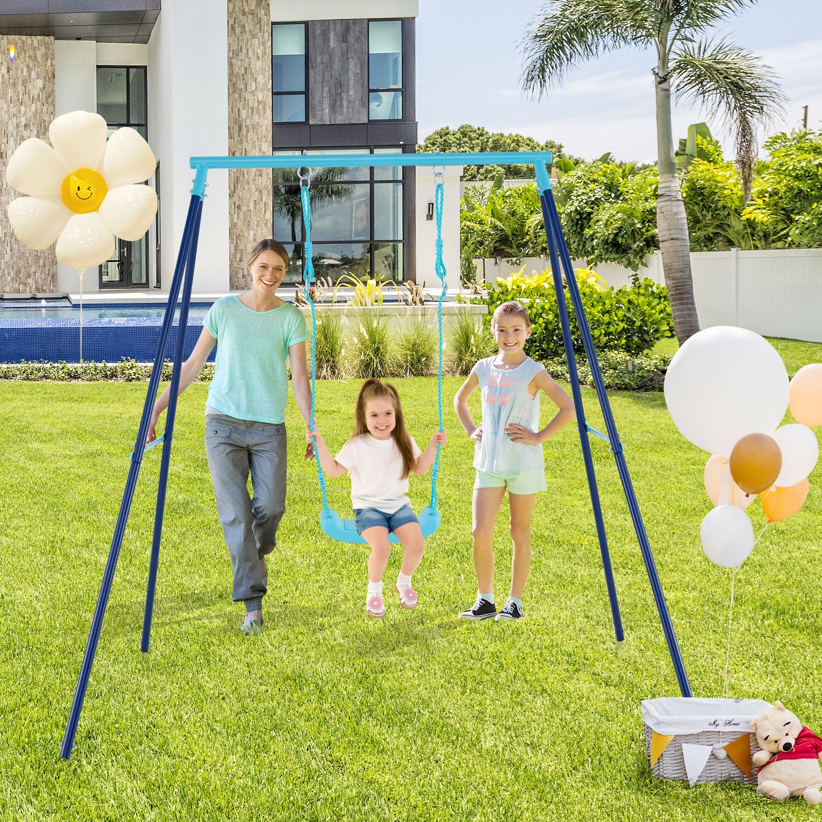 Outdoor Heavy Duty Metal Toddler Swing Set with Stand, Blue Swing & Playsets at Gallery Canada