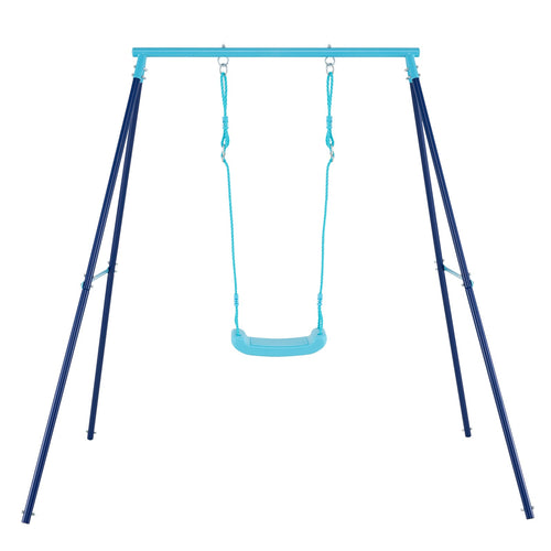 Heavy Duty Metal Toddler Swing Set With Stand, Blue