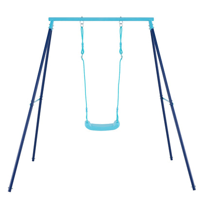 Heavy Duty Metal Toddler Swing Set With Stand, Blue