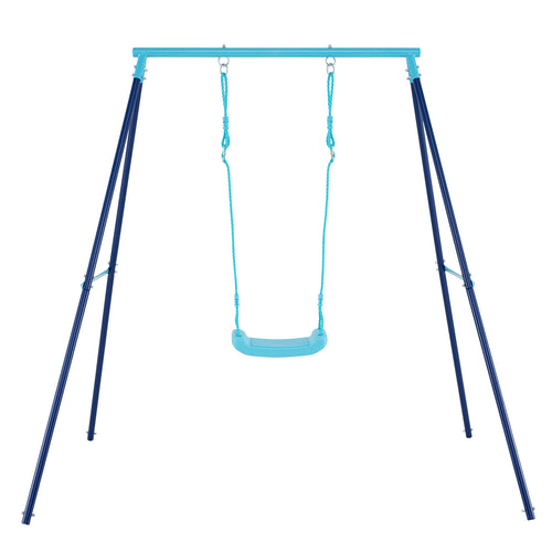 Outdoor Heavy Duty Metal Toddler Swing Set with Stand, Blue