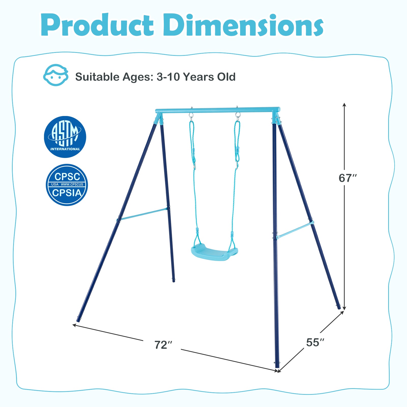 Outdoor Heavy Duty Metal Toddler Swing Set with Stand, Blue Swing & Playsets at Gallery Canada