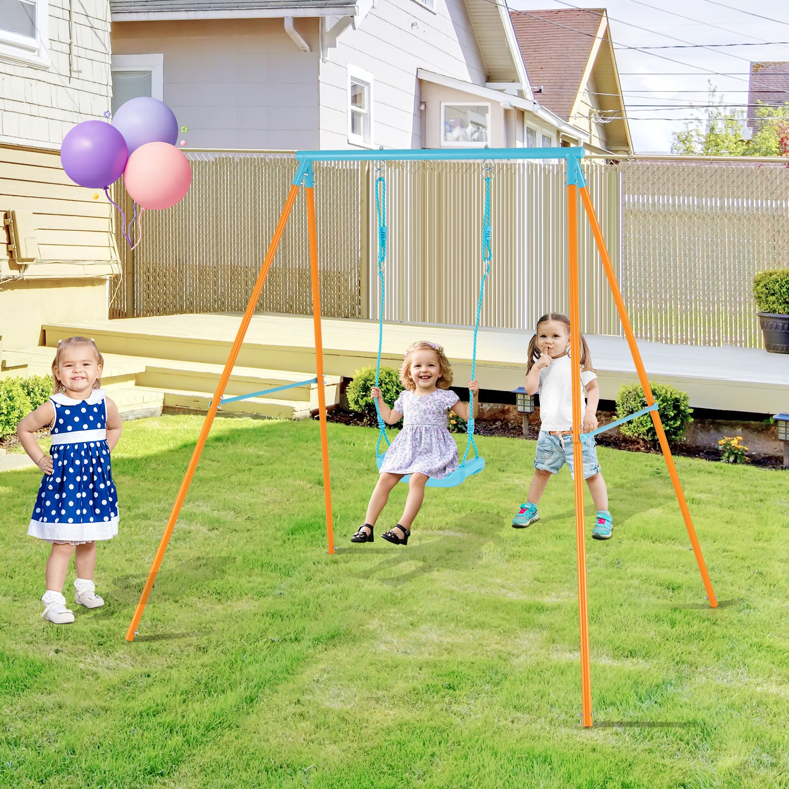 Outdoor Heavy Duty Metal Toddler Swing Set with Stand, Orange Swing & Playsets at Gallery Canada