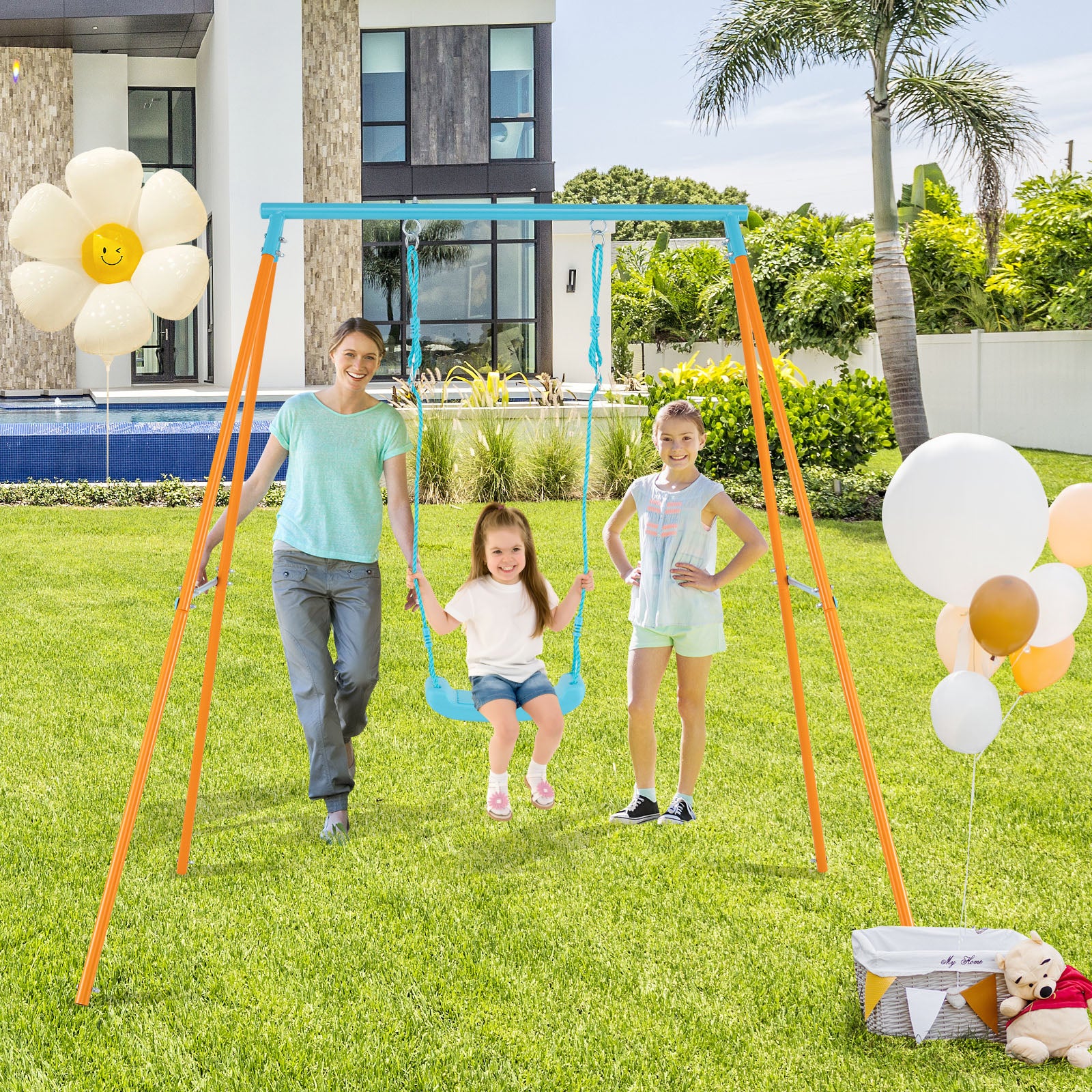 Outdoor Heavy Duty Metal Toddler Swing Set with Stand, Orange Swing & Playsets at Gallery Canada