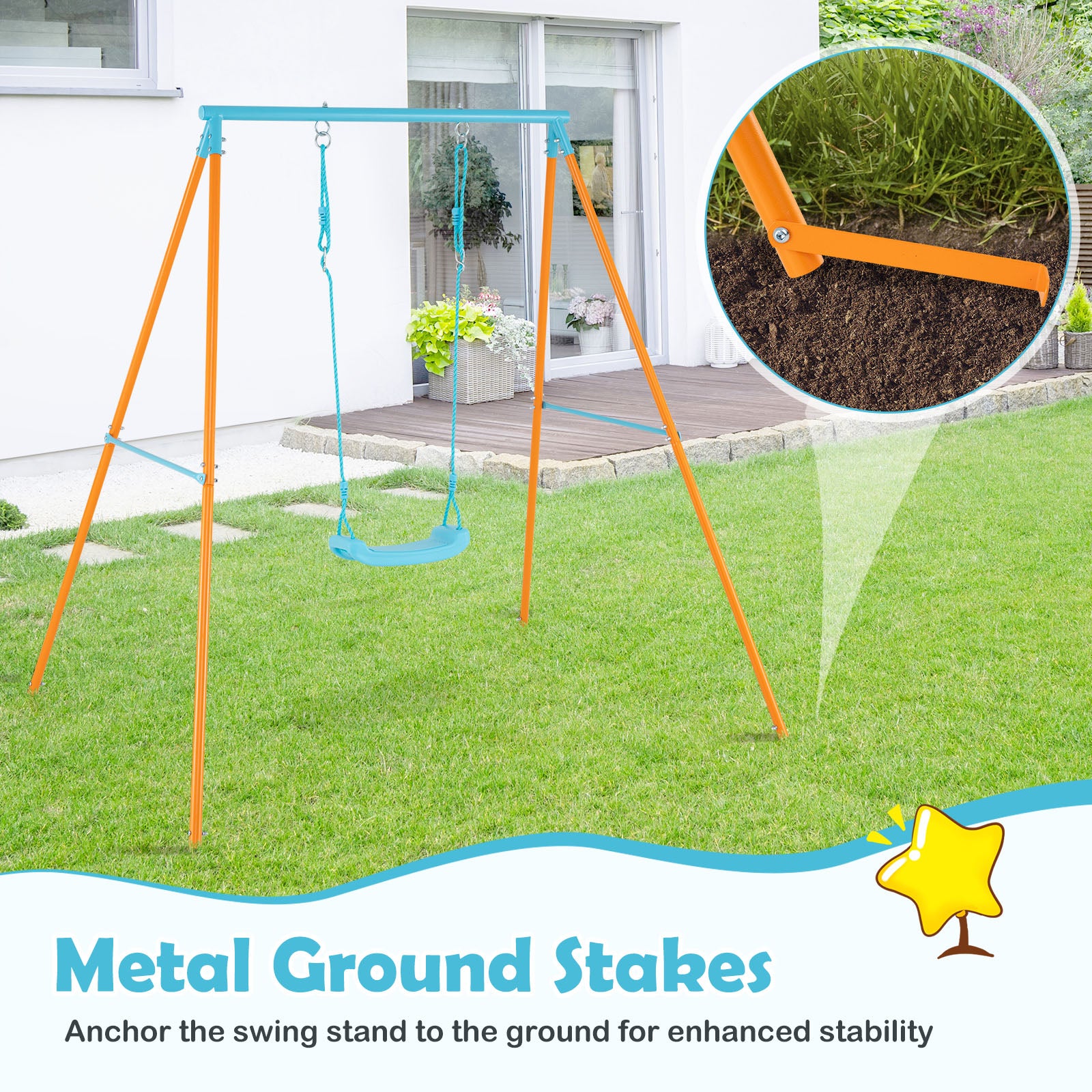 Outdoor Heavy Duty Metal Toddler Swing Set with Stand, Orange Swing & Playsets at Gallery Canada