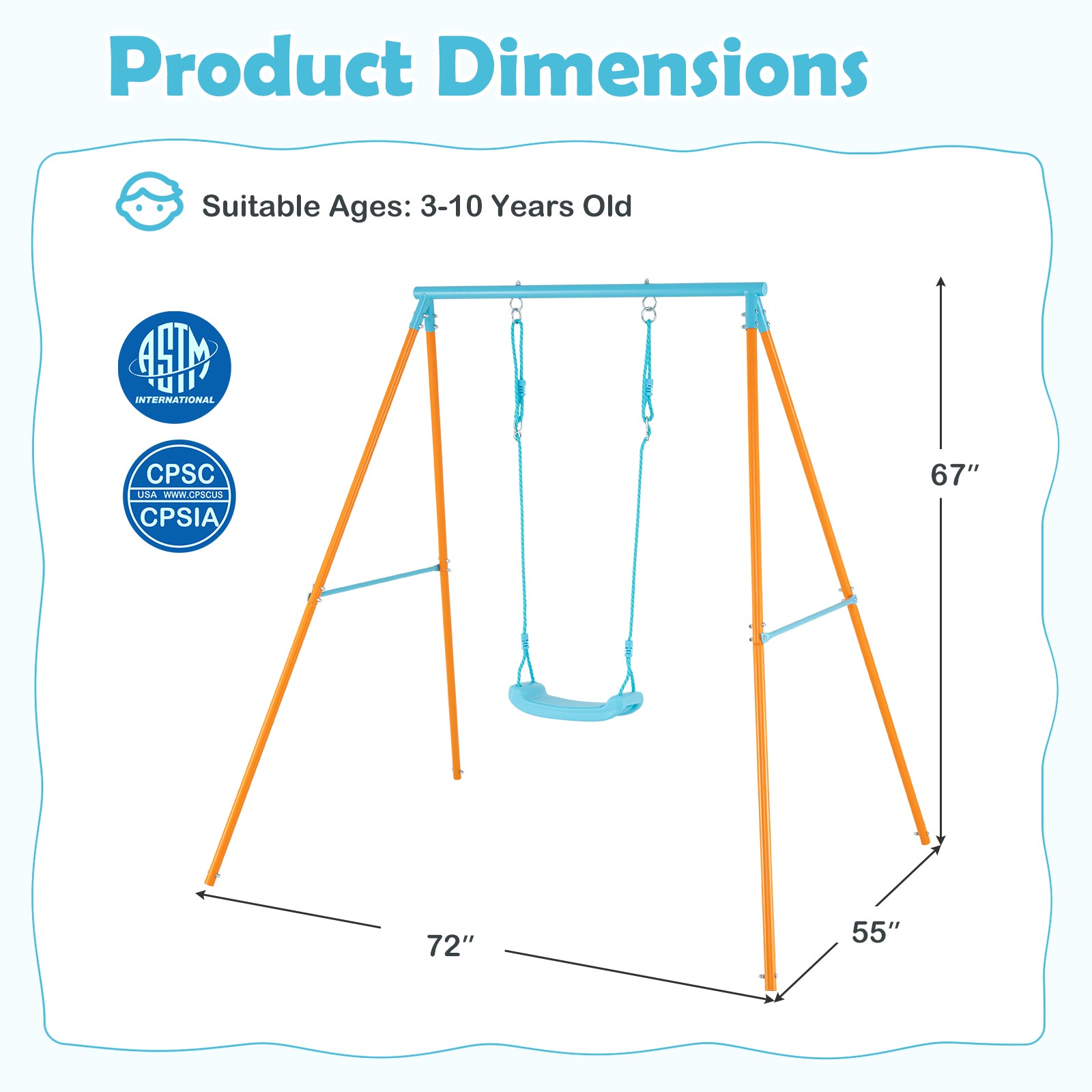 Outdoor Heavy Duty Metal Toddler Swing Set with Stand, Orange Swing & Playsets at Gallery Canada