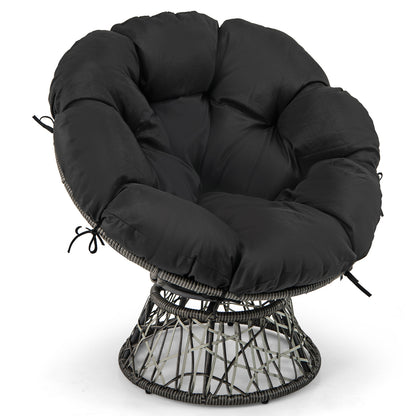 PE Wicker Papasan Chair, With Thick Removable Cushion, Black Patio Dining Chairs Black at Gallery Canada