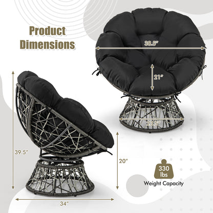 PE Wicker Papasan Chair, With Thick Removable Cushion, Black Patio Dining Chairs at Gallery Canada