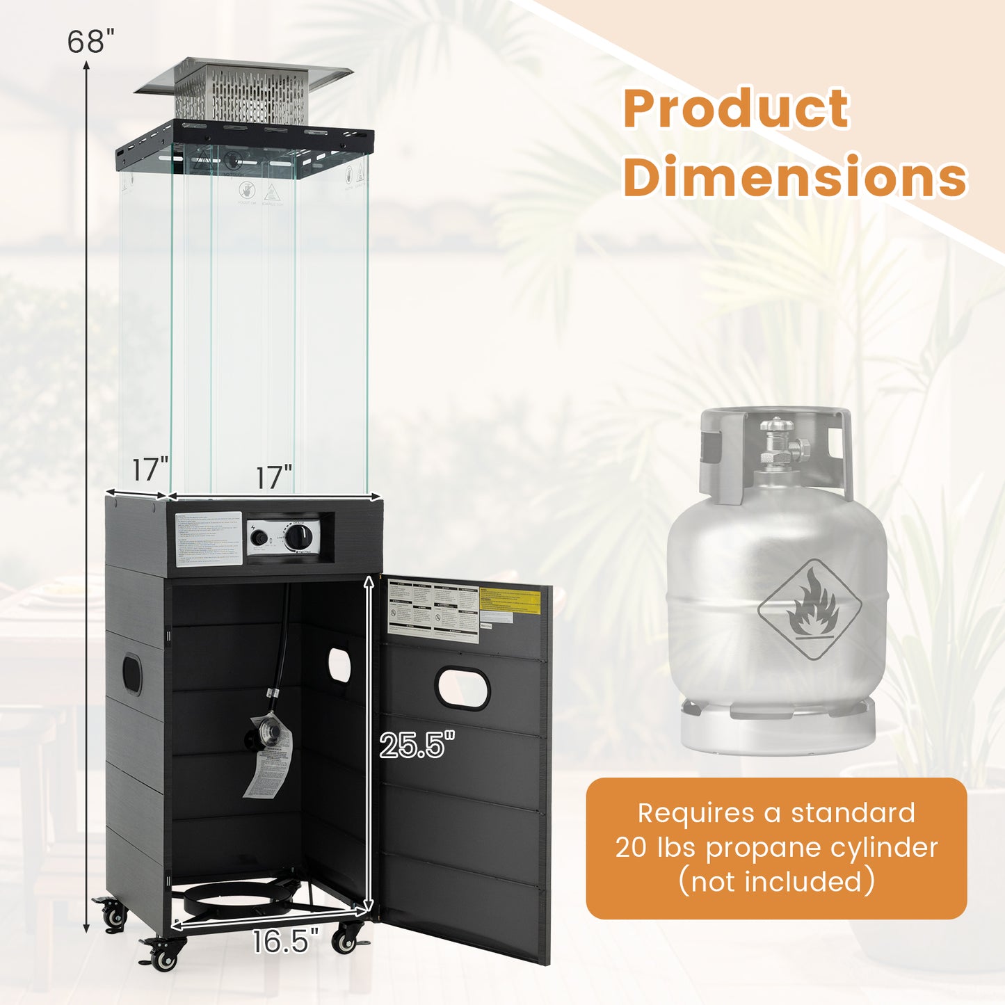 40000 BTU Patio Heater Outdoor Propane Gas Heater with Cover and Wheels, Black Patio Heaters at Gallery Canada