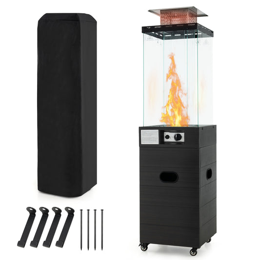 40000 BTU Outdoor Propane Gas Patio Heater, With Cover And Wheels, Black