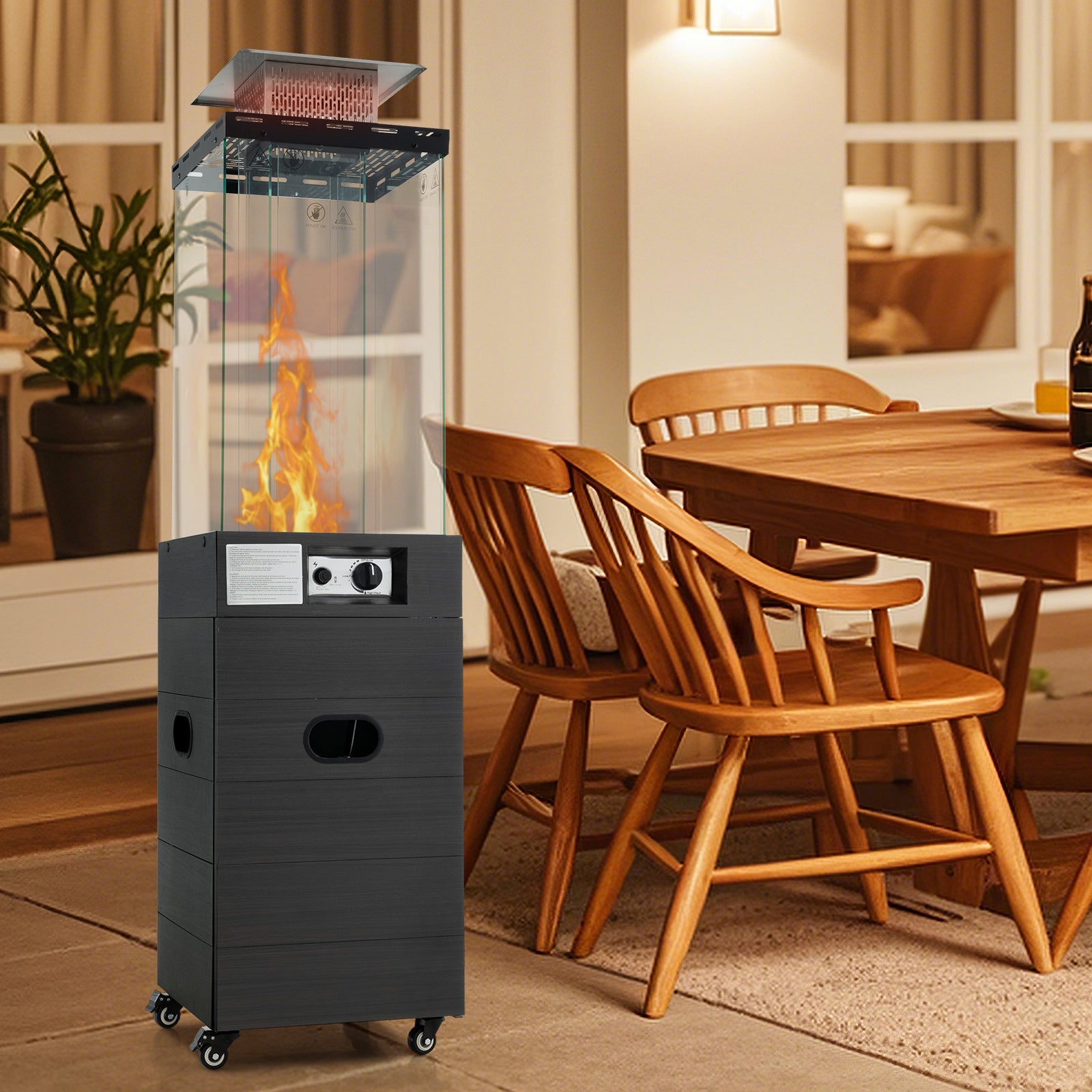 40000 BTU Patio Heater Outdoor Propane Gas Heater with Cover and Wheels, Black Patio Heaters at Gallery Canada