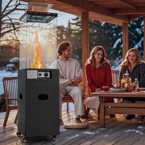 40000 BTU Patio Heater Outdoor Propane Gas Heater with Cover and Wheels, Black
