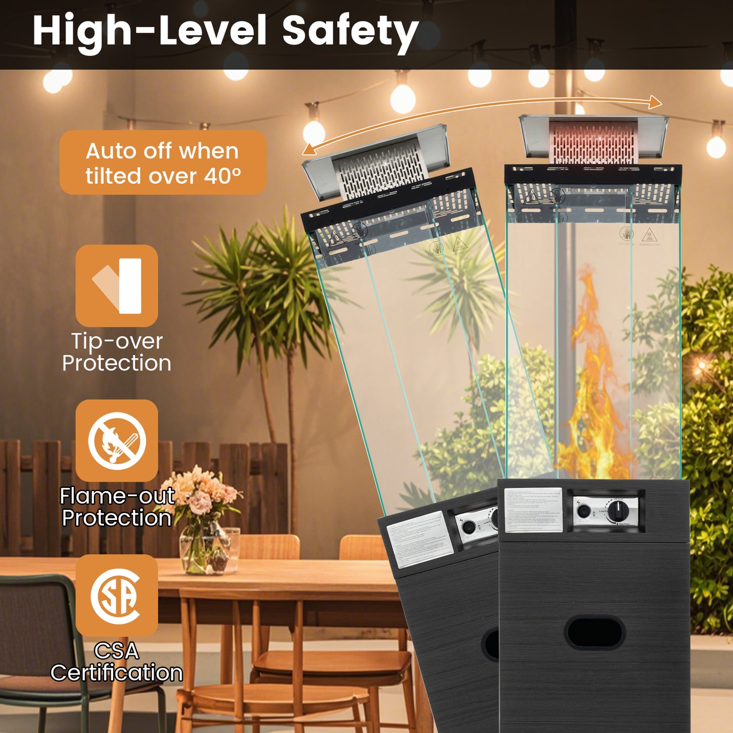 40000 BTU Patio Heater Outdoor Propane Gas Heater with Cover and Wheels, Black Patio Heaters at Gallery Canada