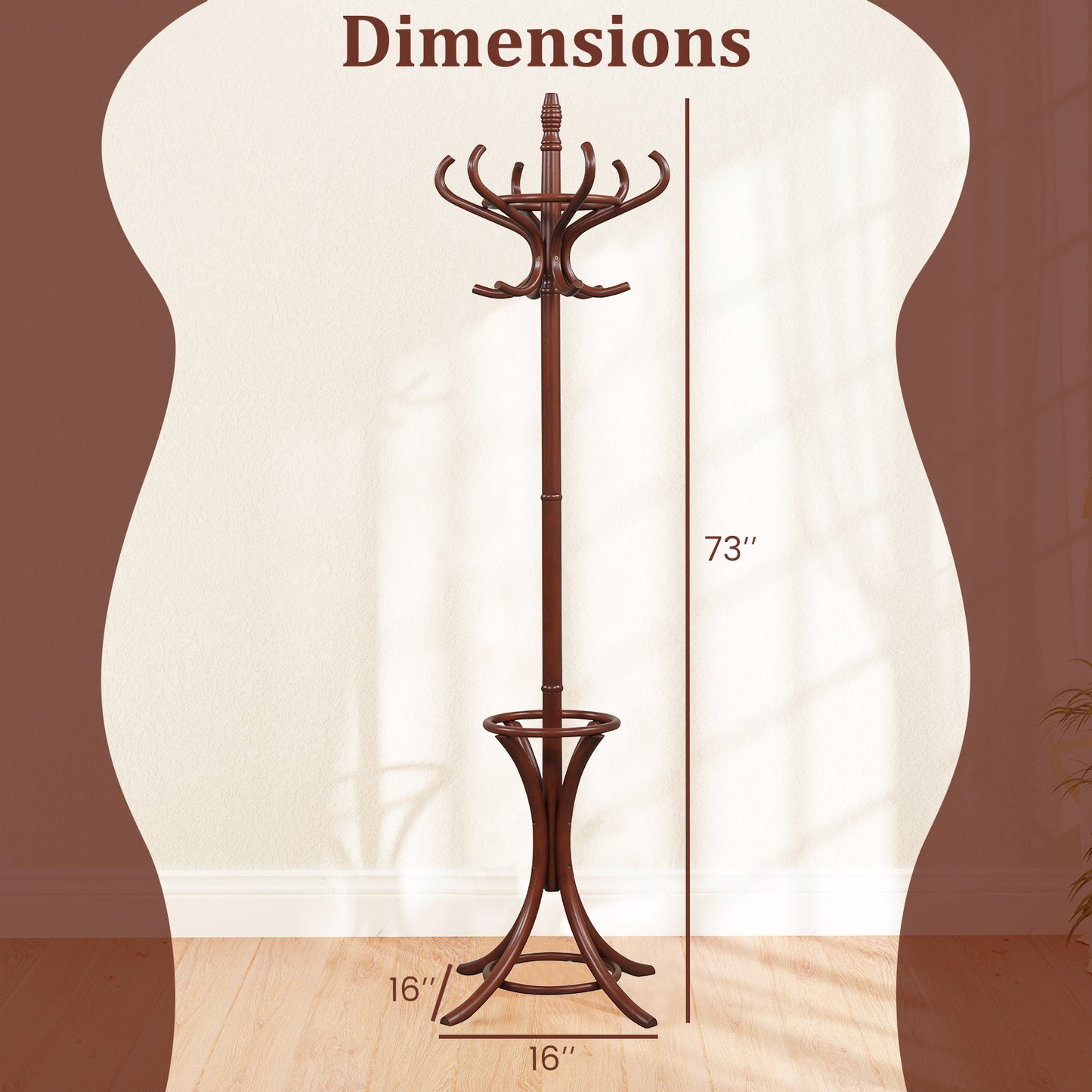 Wood Standing Hat Coat Rack with Umbrella Stand, Brown Coat Racks & Hall Trees at Gallery Canada
