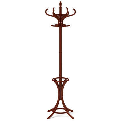 Wood Standing Hat Coat Rack with Umbrella Stand, Brown Coat Racks & Hall Trees at Gallery Canada